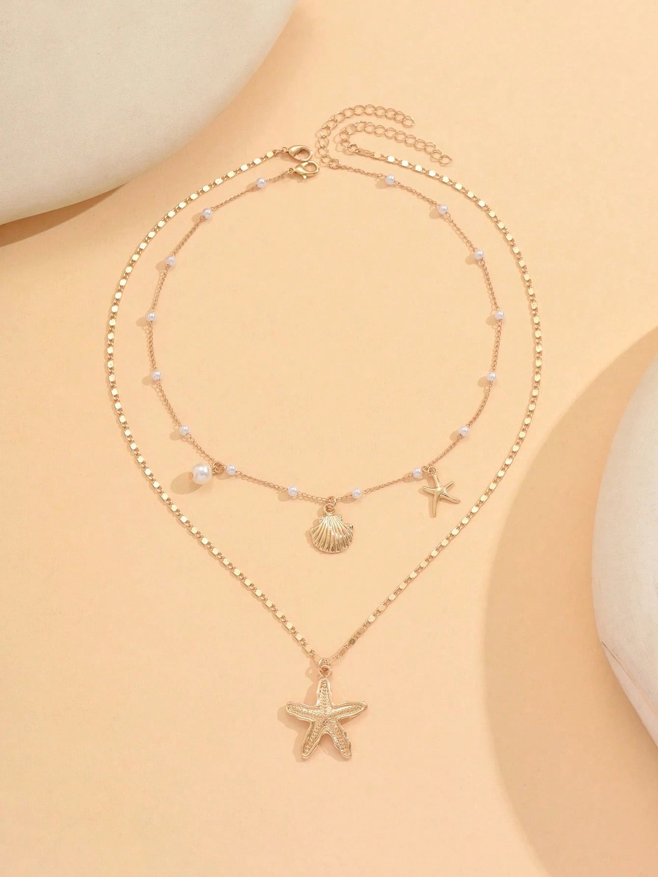 2pcs/Set Summer Fresh Faux Pearl Necklace